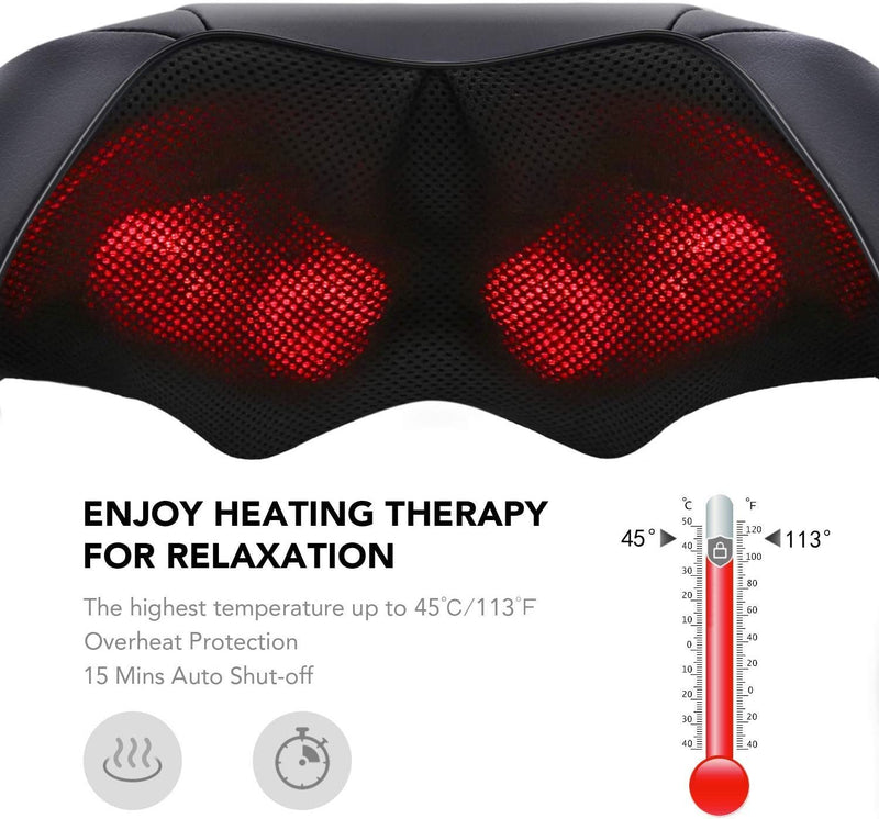 Neck And Shoulder Massage Shiatsu Back Massager With Optional Heat And 3 Intensity Adjustable For Muscle Pain Relief