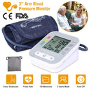 Close-up of blood pressure monitor LCD showing systolic, diastolic, and pulse rate with backlight, Moovkart
