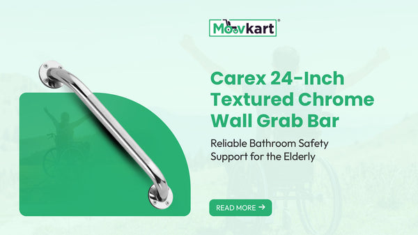 Carex 24-Inch Textured Chrome Wall Grab Bar: Reliable Bathroom Safety Support for the Elderly