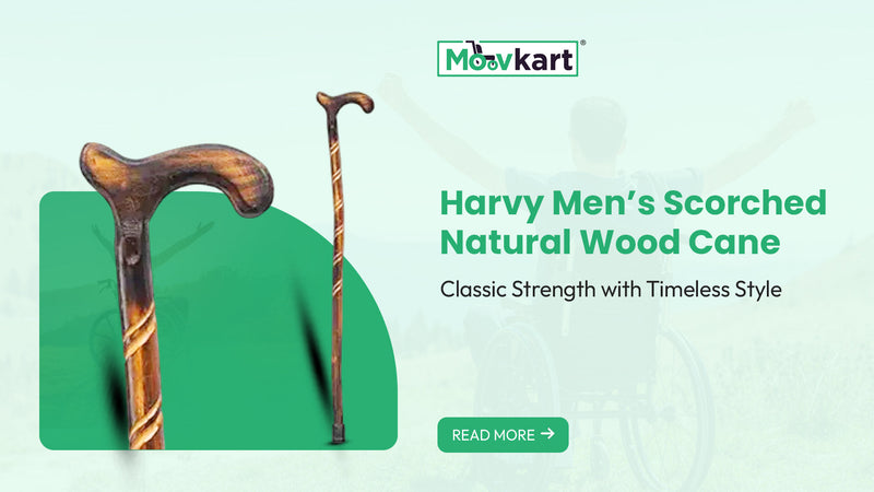 Harvy Men’s Scorched Natural Wood Cane: Classic Strength with Timeless Style