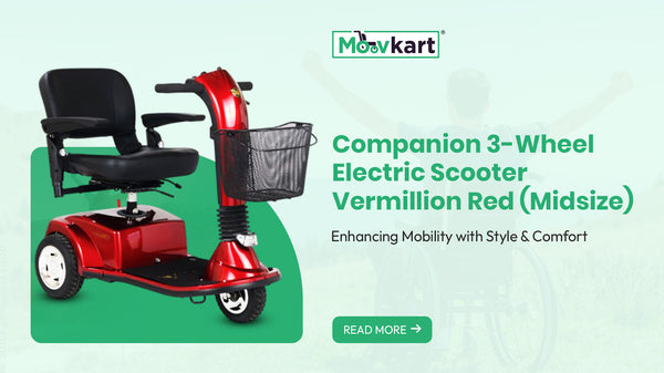 Companion 3-Wheel Electric Scooter – Vermillion Red (Midsize): Enhancing Mobility with Style and Comfort