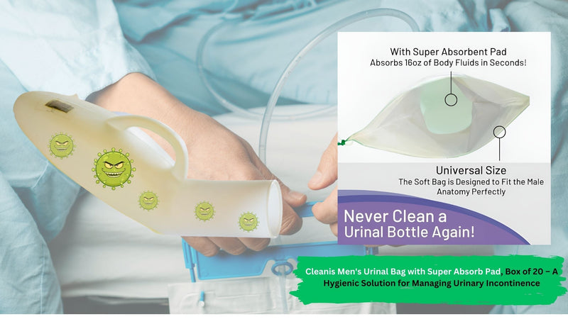Cleanis Men's Urinal Bag with Super Absorb Pad, Box of 20 – A Hygienic Solution for Managing Urinary Incontinence