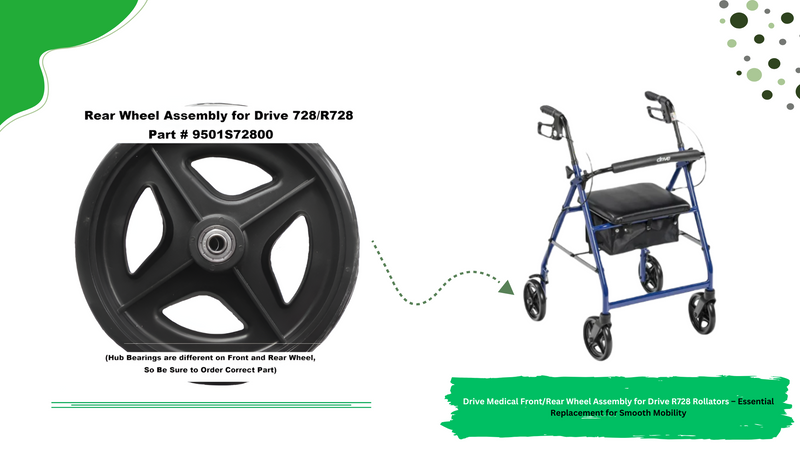 Drive Medical Front/Rear Wheel Assembly for Drive R728 Rollators – Essential Replacement for Smooth Mobility