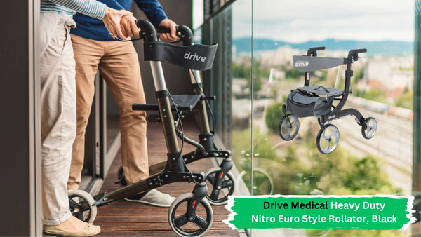 Drive Medical Heavy Duty Nitro Euro Style Rollator, Black