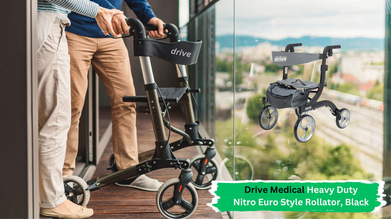 Drive Medical Heavy Duty Nitro Euro Style Rollator, Black