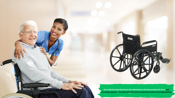 Drive Medical Standard Dual Axle Wheelchair with Removable Full Arms and Elevating Legrests – Versatile Mobility with Unmatched Comfort and Adjustability