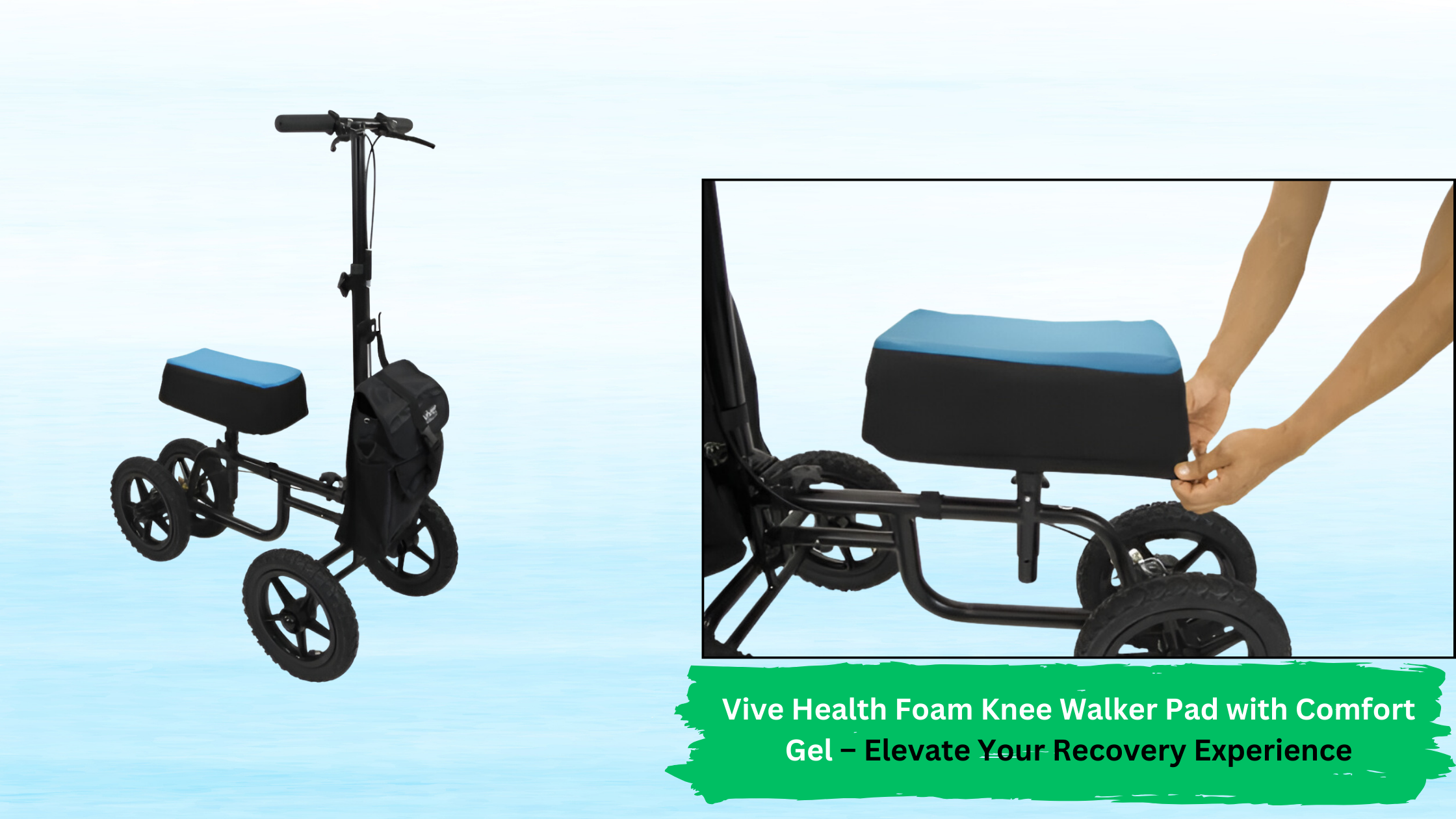 Vive Health Foam Knee Walker Pad with Gel for Comfort & Therapy ...
