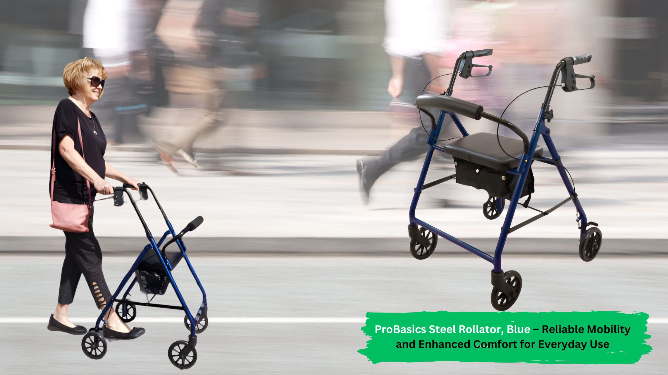 ProBasics Steel Rollator Blue – Durable Mobility and Comfort - Moovkart.com