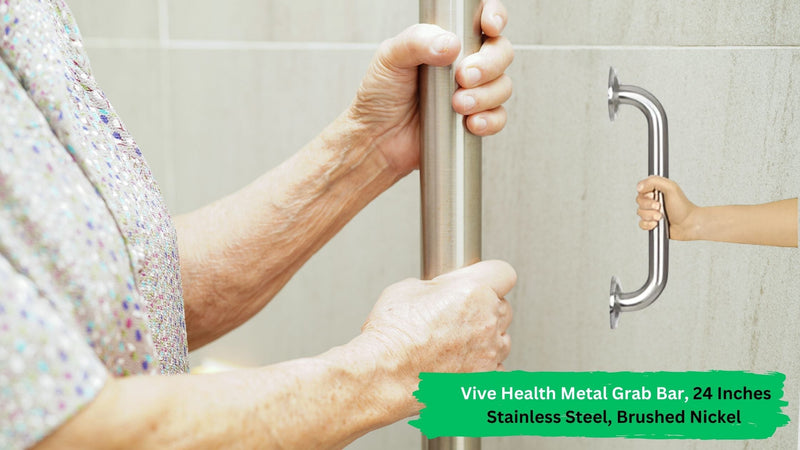 Vive Health Metal Grab Bar, 24 Inches Stainless Steel, Brushed Nickel