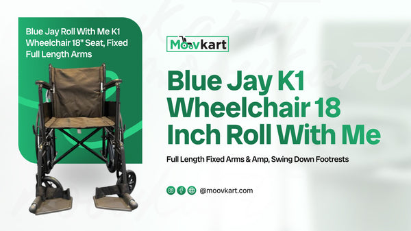 Blue Jay K1 Wheelchair 18-Inch – Roll With Me: Full-Length Fixed Arms & Swing-Down Footrests