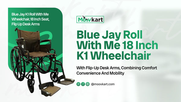 Blue Jay Roll With Me 18-Inch K1 Wheelchair with Flip-Up Desk Arms – Combining Comfort, Convenience, and Mobility