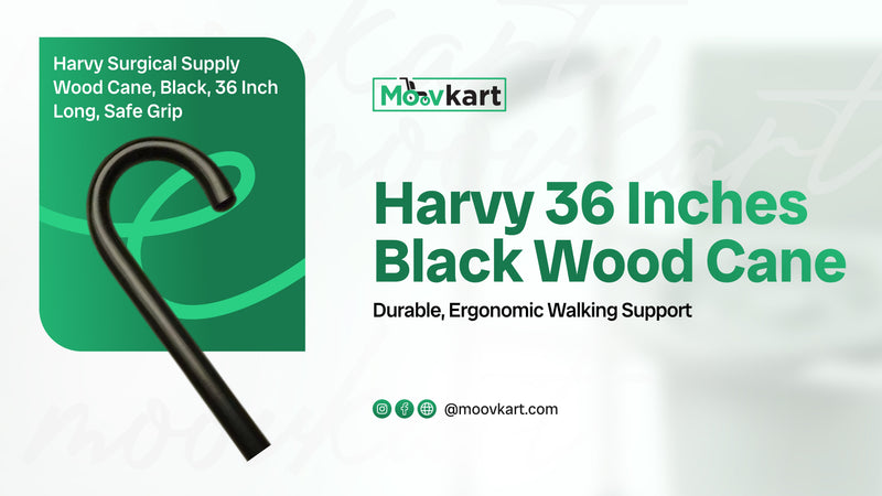 Harvy 36 Inches Black Wood Cane – Durable, Ergonomic Walking Support