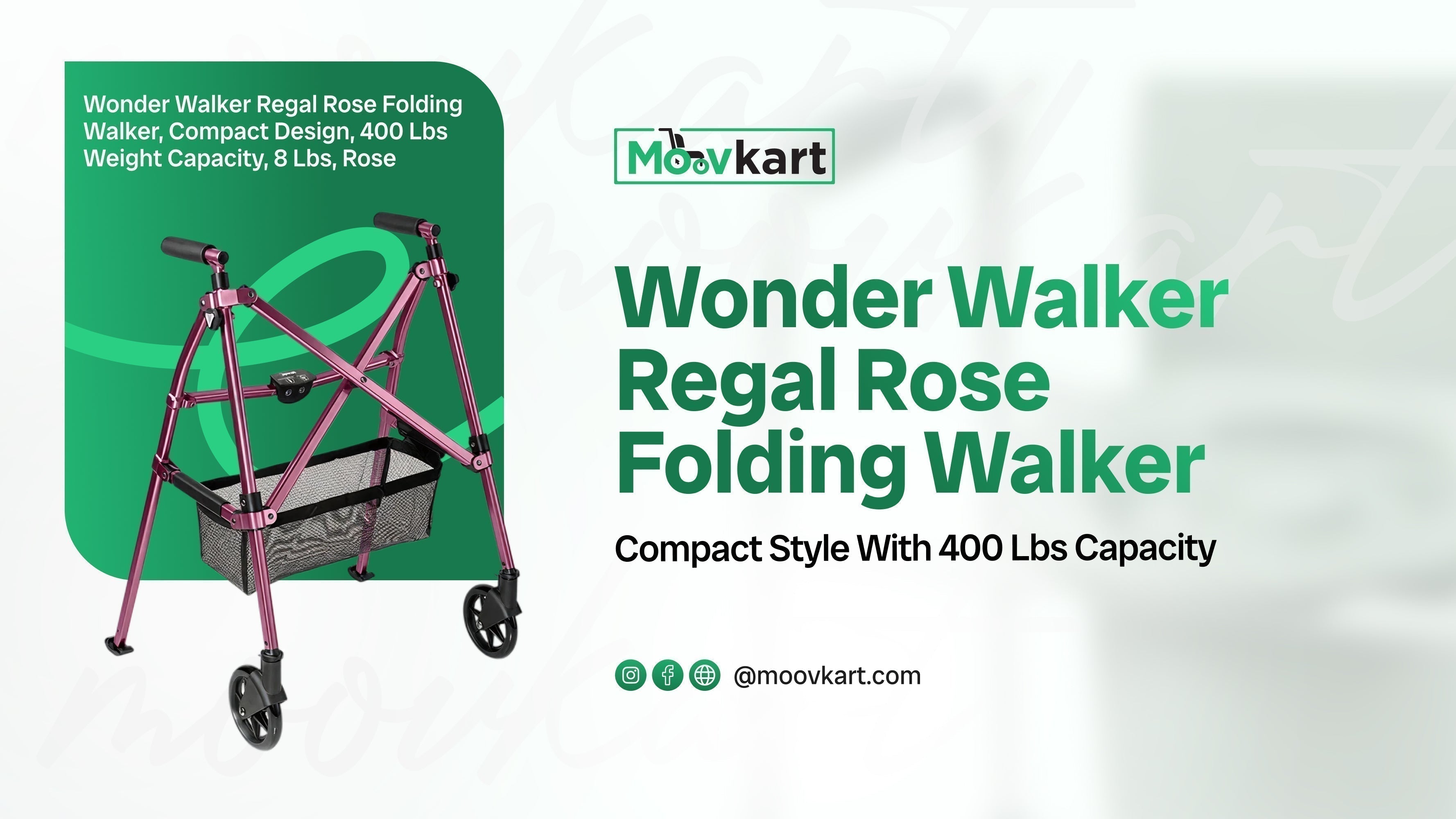 Wonder Walker Regal Rose Folding Walker: Compact Style with 400 lbs Ca ...