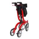 Drive Medical Nitro Rollator Walker, Euro Style Design with 10 Inch Casters and Storage Bag, Red