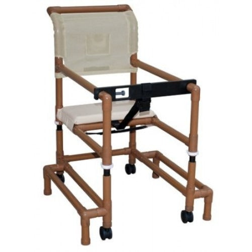 MJM International Wood Tone PVC Frame Outrigger Walker Transport Chair