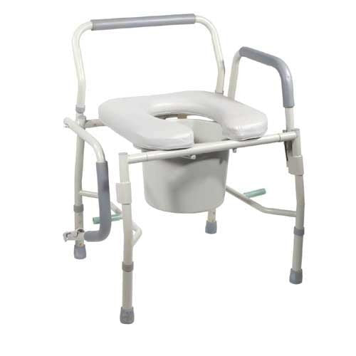 Commode drop-arm kd with padded open-front seat