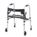 Drive Medical Clever-Lite Walker with Seat, Push-Down Brakes, and 5-Inch Wheels for Comfortable Mobility, Moovkart
