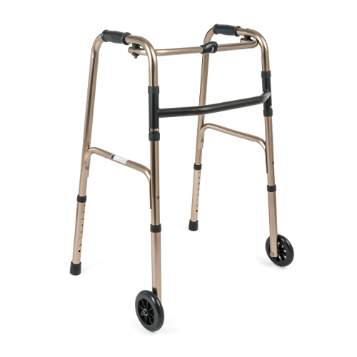 Folding Walker with 5 Inch Wheels Adult Case of 4