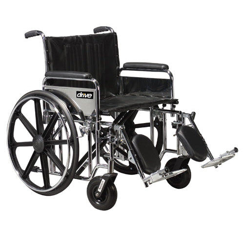 Drive Medical Bariatric Wheelchair with 22 Inches seat, elevating legrests, and durable carbon-steel frame, Moovkart