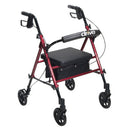 Drive Medical Rollator Aluminum with Adjustable Seat Height, Red
