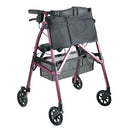 Stander EZ Fold-N-Go Rollator in Regal Rose, lightweight aluminum frame, 6-inch wheels, and adjustable handles for easy mobility, Moovkart
