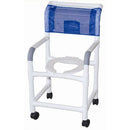 MJM PVC Shower Chair with Casters, 18-Inch Wide, Rustproof, Durable, and Easy to Maneuver for Safe and Comfortable Bathing. Moovkart