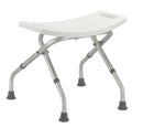 Drive Medical folding shower chair with blow-molded seat and drainage holes. Moovkart