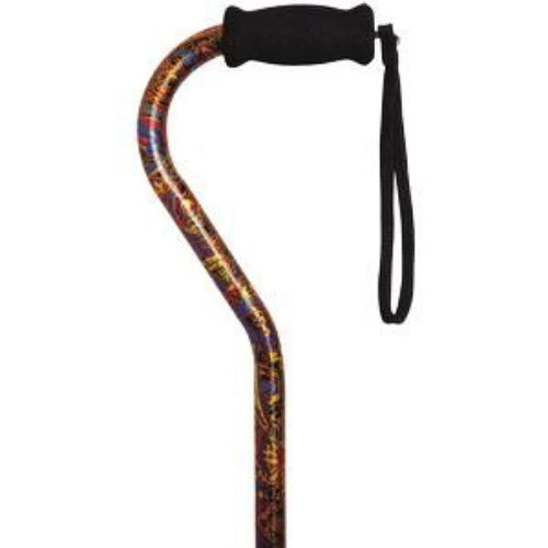 Alex Orthopedic Offset Handle Aluminum Cane, Paisley
