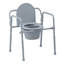 Drive Medical Commode Folding Steel 3-in-1 Comp Edge Line with Adjustable Height, Grey, case of 4