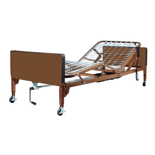 Drive Medical Semi-Electric Bed Package with Full Rails and Fibercore Mattress, adjustable hospital bed for patient comfort and support. Moovkart