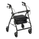 Drive Medical 4-Wheel Rollator with Pouch and Padded Seat, Black