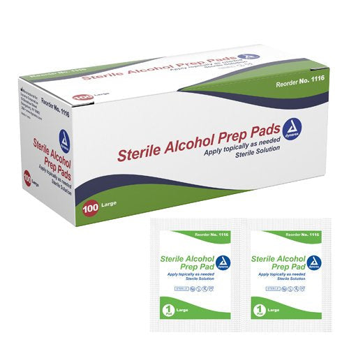 Alcohol Prep Pads Large Box of 100 Sterile