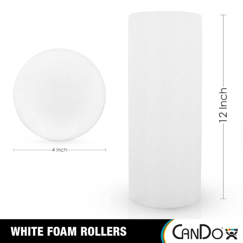 CanDo Polyethylene Foam Roller for Muscle Recovery and Physical Therapy, Round, White