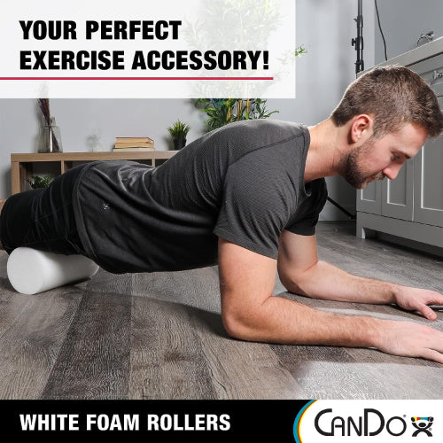 CanDo Polyethylene Foam Roller for Muscle Recovery and Physical Therapy, Round, White