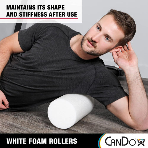 CanDo Polyethylene Foam Roller for Muscle Recovery and Physical Therapy, Round, White
