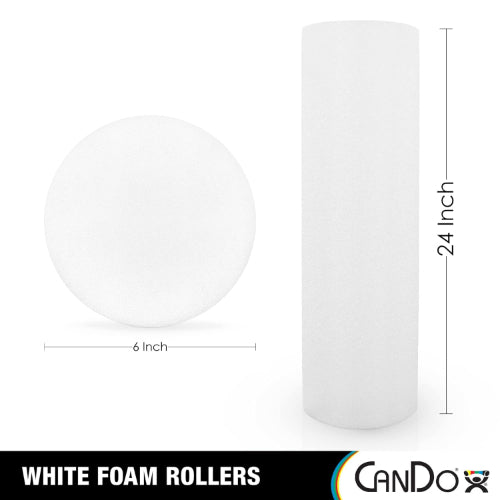 CanDo Polyethylene Foam Roller for Muscle Recovery and Physical Therapy, Round, White