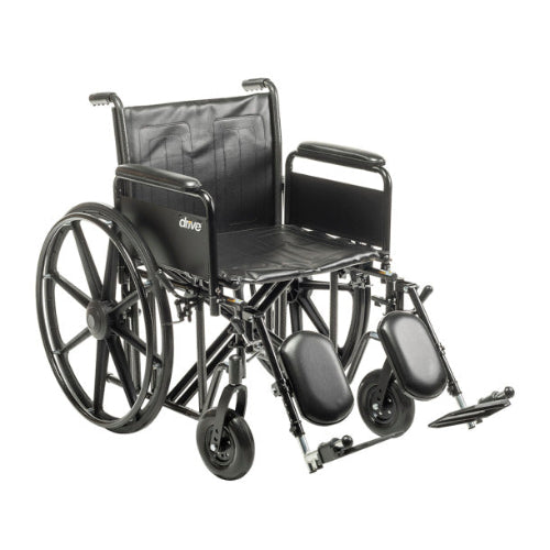 Drive Medical Standard Dual-Axle 24 Wheelchair with Removable Full Arms & Elevating Leg Rests