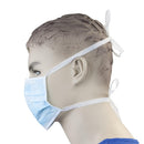 Dynarex Surgical Tie On Face Mask with Pleated Design and Glass Free Filter, Box of 50