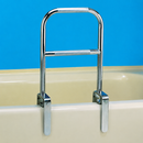 Carex Dual Level Bathtub Safety Rail With Textured Grips And Chrome Finish.