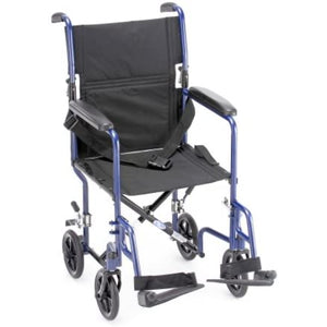Carex Lightweight Steel Transport Chair for Easy Folding and Maneuverability, Blue 19-Inch Seat