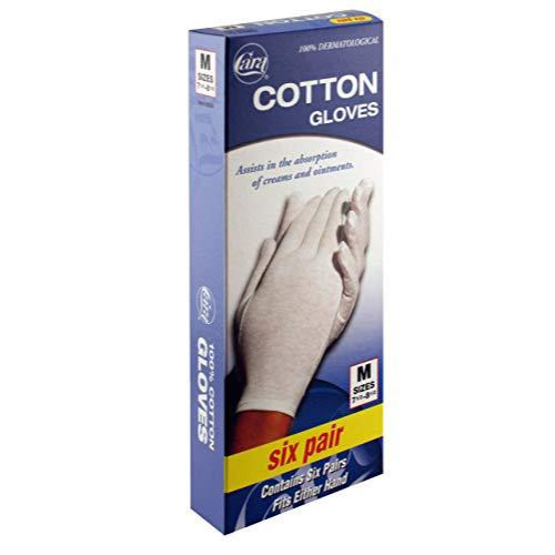 Cara Cotton Gloves, White, Large, Pair