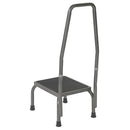 Drive Medical step stool with safety rail, silver-vein steel frame, and 300 lbs weight capacity. Moovkart