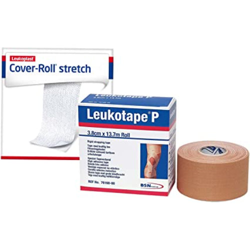 Leukotape P Sports Tape Tan 1 1/2" x 15 Yds & Cover-Roll