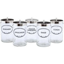 Grafco Sundry Jars, Labeled Glass, Set of 5, Medical Storage Containers for Clinic or Lab Use