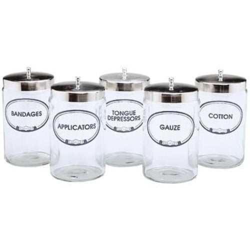 Grafco Sundry Jars- Labeled Glass, 5 per Set