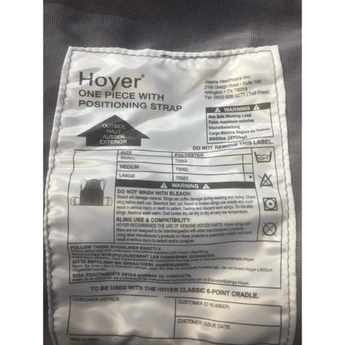 Complete Medical Hoyer Sling One Piece with Positioning Strap
