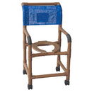 MJM International PVC Shower Chair with wood-tone finish, anti-slip handgrips, fast-drying mesh back, and 300 lbs weight capacity, Moovkart.