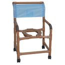MJM International Shower Chair with PVC Wood-Tone, wide, removable mesh back sling, and anti-slip handgrips for added comfort, Moovkart.