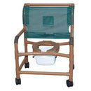 MJM International Extra-Wide Wood-Tone PVC Shower Chair with Open Front Seat, 3-Inch Casters, and Bariatric Support. Moovkart
