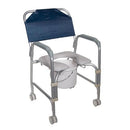  Drive Medical Shower Chair Commode with a lightweight aluminum frame, cushioned seat, detachable backrest, and safe locking casters at Moovkart